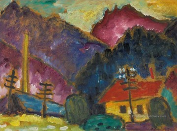 Alexey Petrovich Bogolyubov œuvres - Petit paysage avec telegraph Masts Alexej von Jawlensky